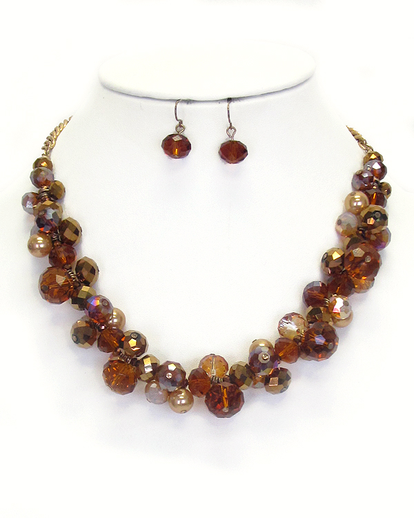 Genuine glass bead and pearl mix necklace set