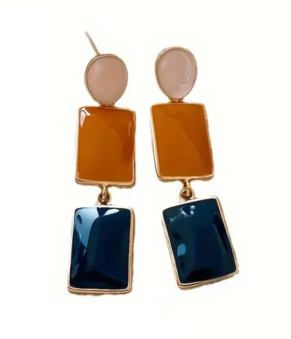 Vintage block square dangle earring