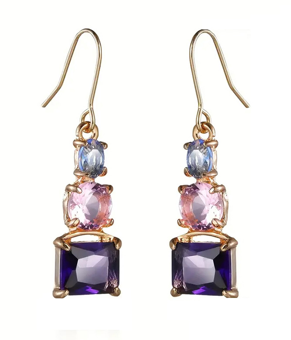 Triple stone dangle drop earring