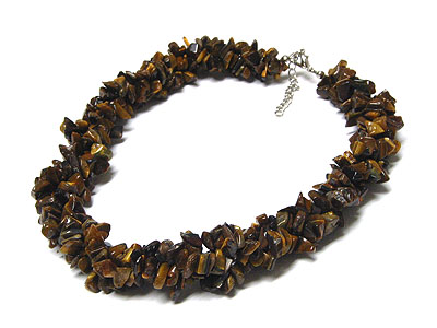 Tiger eye stone cluster necklace