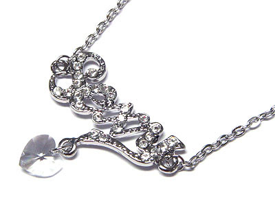 Made in korea whitegold plating crystal sexy and heart drop necklace