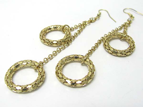 Dual metal tube hoop drop earring - hoops