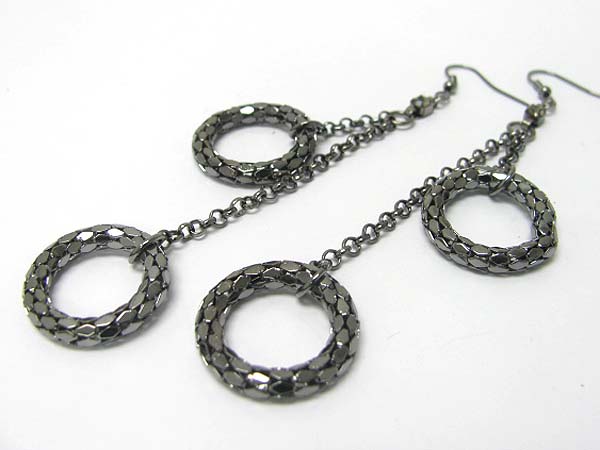 Dual metal tube hoop drop earring - hoops