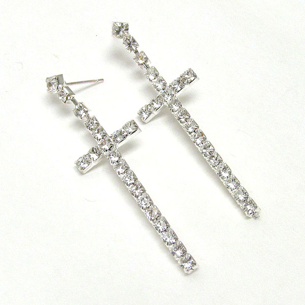 Crystal cross drop earring