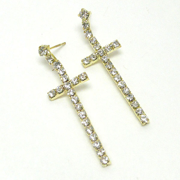 Crystal cross drop earring