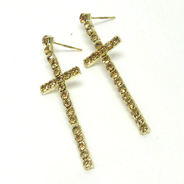 Crystal cross drop earring