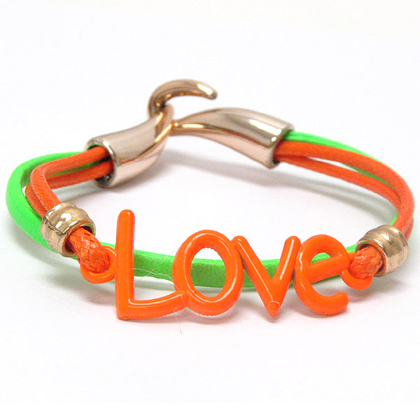 Neon color love cord bracelet