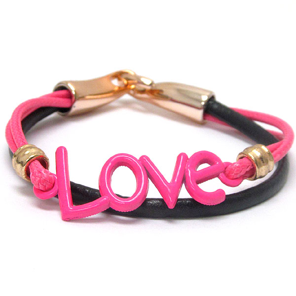 Neon color love cord bracelet