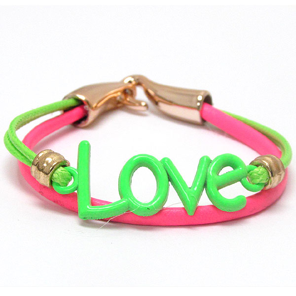 Neon color love cord bracelet