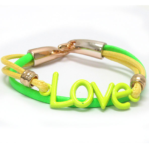 Neon color love cord bracelet