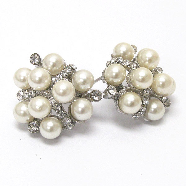 Crystal and pearl mix stud earring