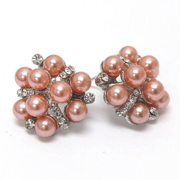 Crystal and pearl mix stud earring