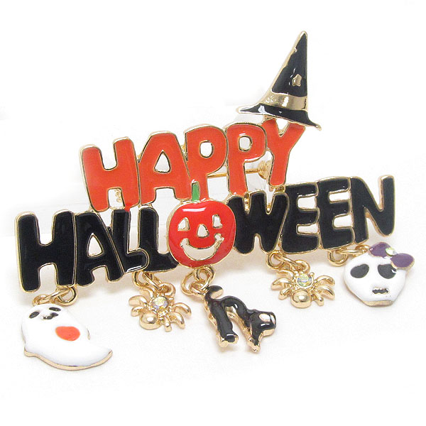 Multi halloween theme charm drop brooch or pin