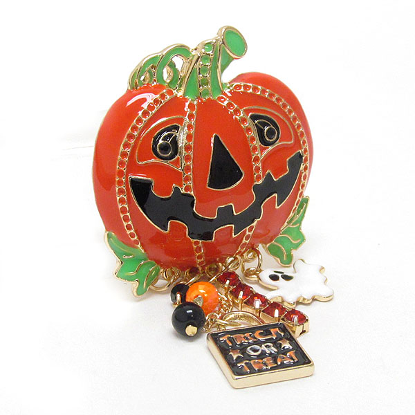 Jack-o'-lantern  pumpkin and ghost deco halloween brooch or pin