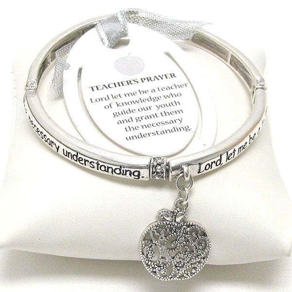 Religious inspiration message stretch bracelet - teacher's prayer - bookmark included