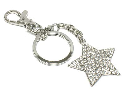 Crystal dense star disk charm key chain