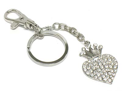 Crystal heart key chain