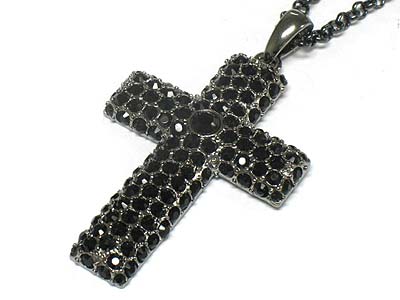 Crystal stone cross pendant necklace 