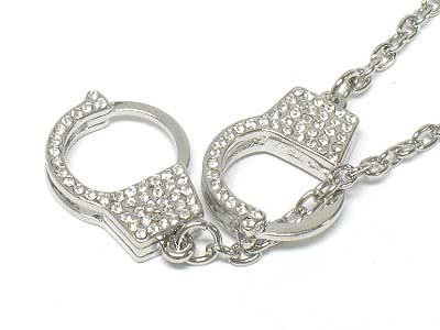 Crystal dual handcuff link necklace 