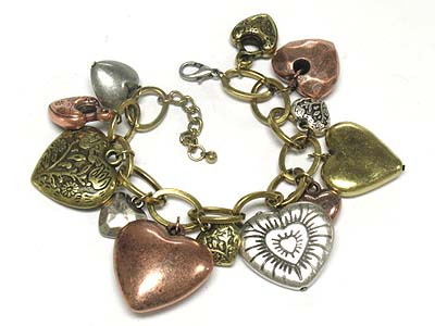 Multi casting metal heart  bracelet