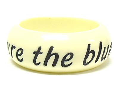 Genuine resign hand carved message bangle - new shoes cure the blues