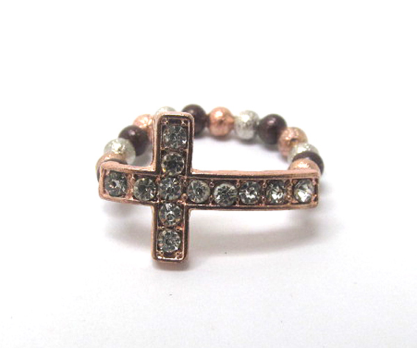 Crystal cross and sanding ball stretch ring