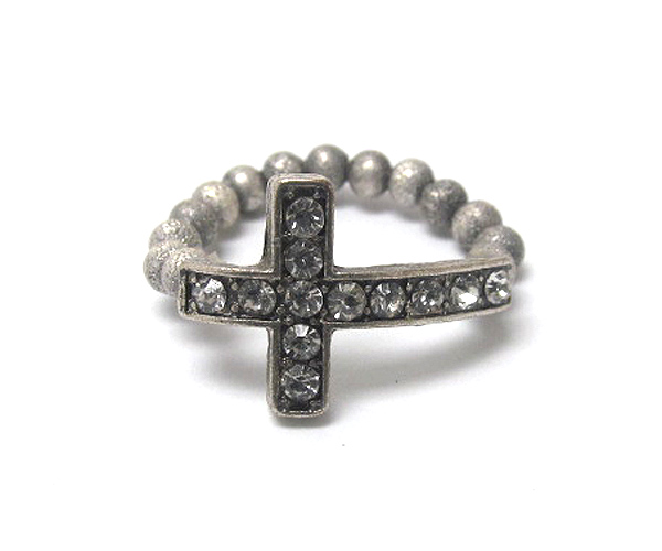 Crystal cross and sanding ball stretch ring