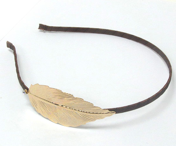 Metal casting leaf accent headband