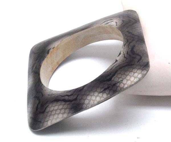 Snake skin print wood bangle bracelet