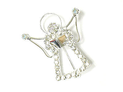 Crystal angel brooch