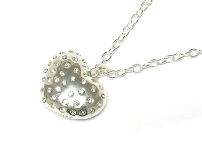 Crystal puff belly heart necklace