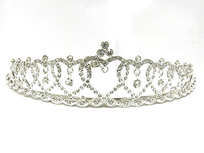 Multi crystal heart crown tiara