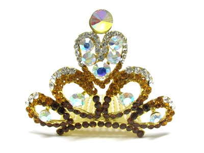 Crystal deco crown style hair comb