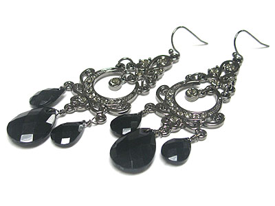 Facet glass dangle crystal chandeleir earring