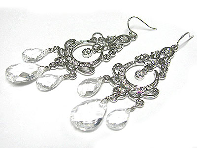 Facet glass dangle crystal chandeleir earring