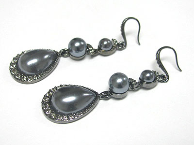 Crystal deco pearl ball drop earring