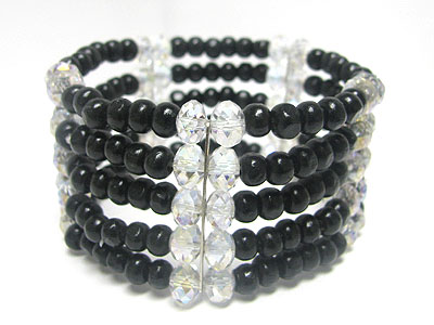 Five row multi beads stretch bracelet