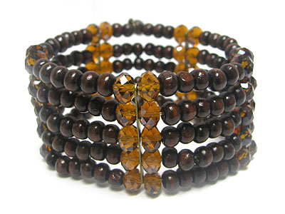 Five row multi beads stretch bracelet