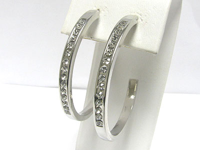 Crystal stud hoop earring - 45mm - hoops