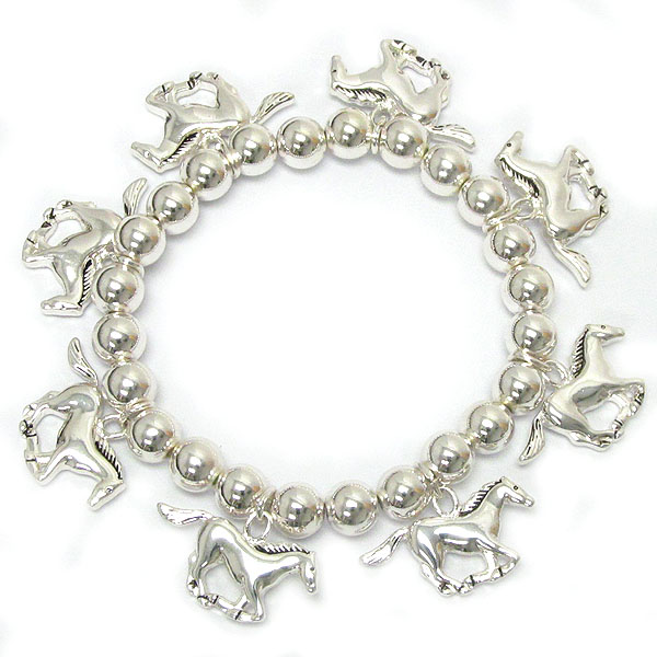 Multi horse charm stretch bracelet