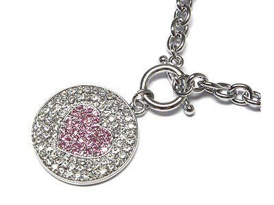 Crystal round and heart necklace