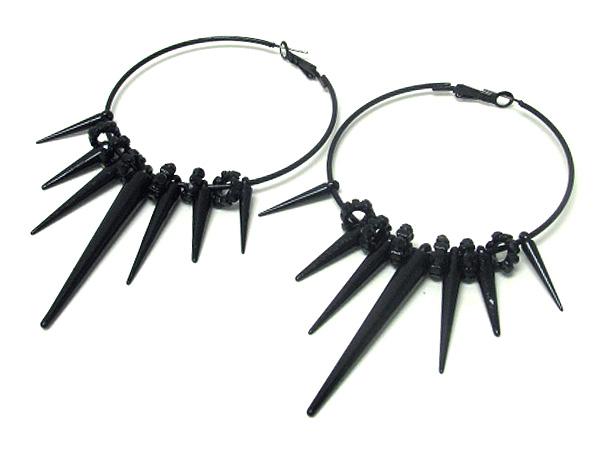 3 inch hoop crystal rondell and spike basketball wives inspired earring - hoops