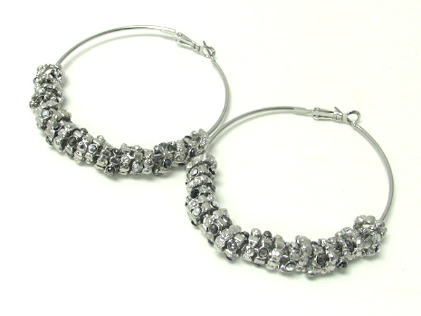 3 inch hoop crystal rondell basketball wives inspired earring - hoops