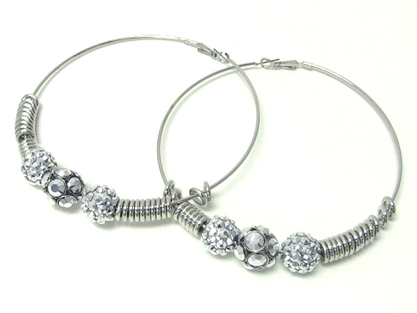 4 inch hoop crystal fireball and metal ring basketball wives inspired earring - hoops