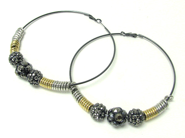 4 inch hoop crystal fireball and metal ring basketball wives inspired earring - hoops