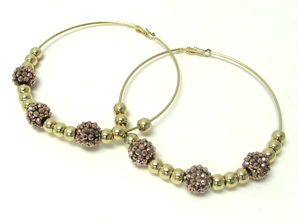 4 inch hoop crystal fireball and bead basketball wives inspired earring - hoops