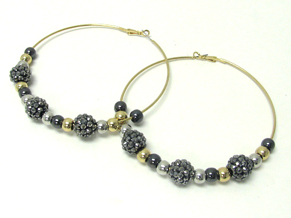 4 inch hoop crystal fireball and bead basketball wives inspired earring - hoops