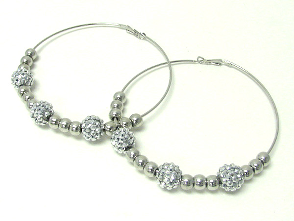 4 inch hoop crystal fireball and bead basketball wives inspired earring - hoops