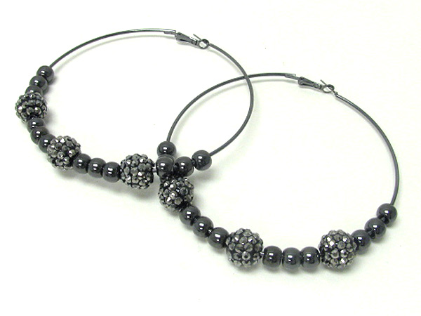 4 inch hoop crystal fireball and bead basketball wives inspired earring - hoops