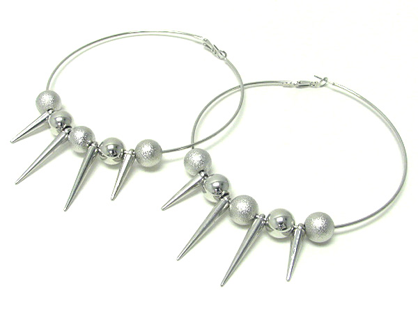 4 inch hoop ball and spike basketball wives inspired earring - hoops